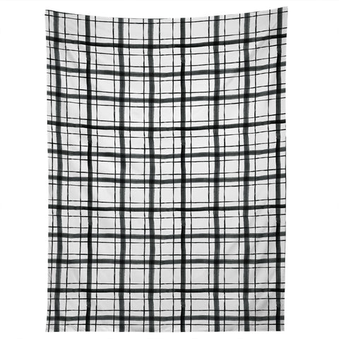Dash and Ash Painted Plaid Tapestry