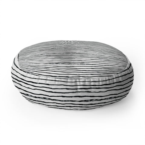 Dash and Ash Painted Stripes Floor Pillow Round