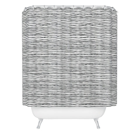 Dash and Ash Painted Stripes Shower Curtain