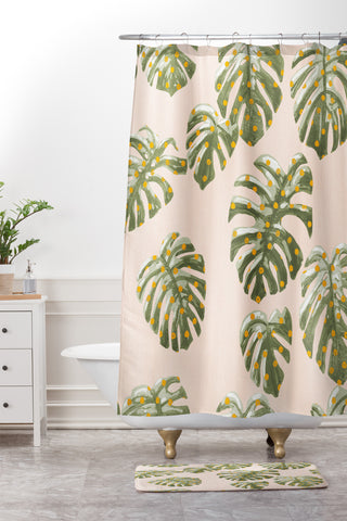Dash and Ash Palm Oasis Shower Curtain And Mat