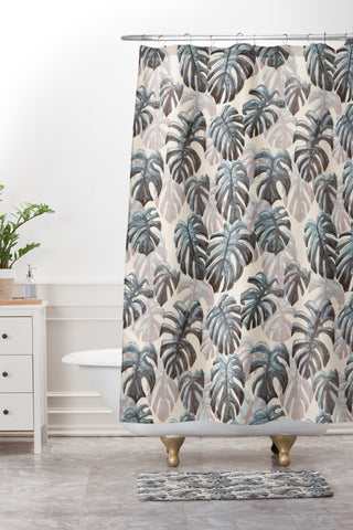 Dash and Ash Palm Springs Blues Shower Curtain And Mat