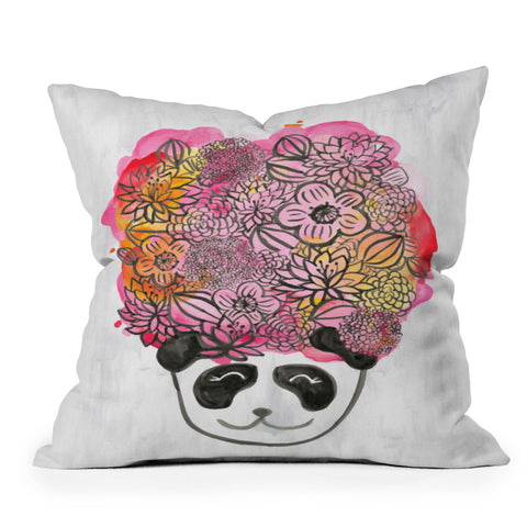 Dash and Ash Panda Flowers Throw Pillow
