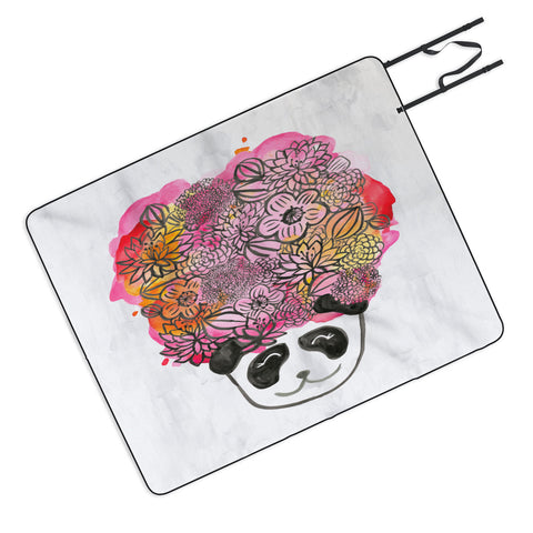 Dash and Ash Panda Flowers Picnic Blanket