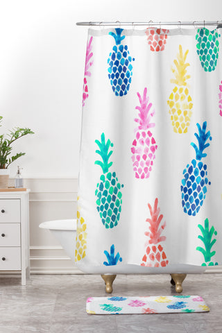 Dash and Ash Pineapple Paradise Shower Curtain And Mat