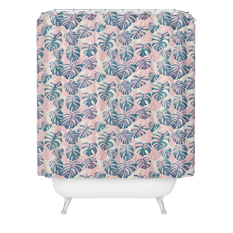 Dash and Ash Pinky Palms Shower Curtain