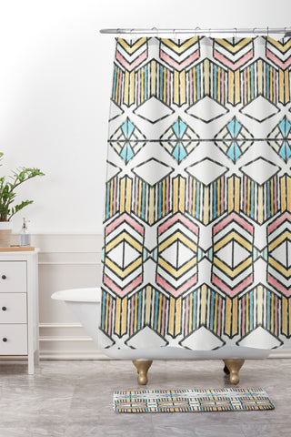 Dash and Ash Rainbow Roam Shower Curtain And Mat