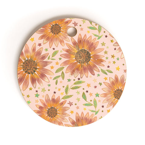 Dash and Ash Rainbow Sunflower Cutting Board Round