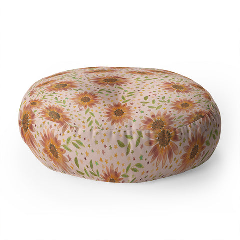 Dash and Ash Rainbow Sunflower Floor Pillow Round