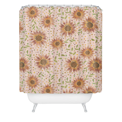 Dash and Ash Rainbow Sunflower Shower Curtain