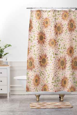 Dash and Ash Rainbow Sunflower Shower Curtain And Mat