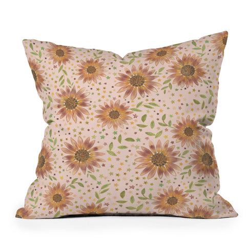 Dash and Ash Rainbow Sunflower Throw Pillow