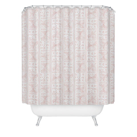 Dash and Ash Rose Bud Mud Cloth Shower Curtain