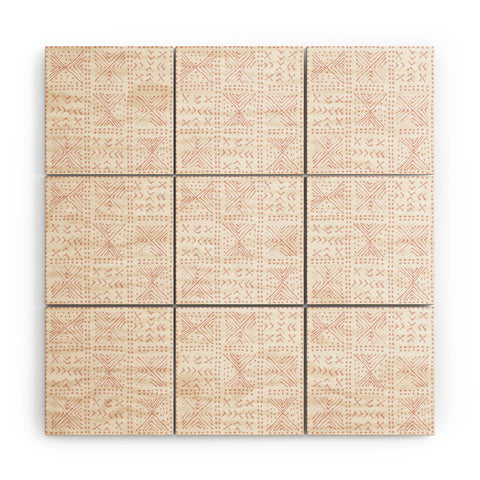 Dash and Ash Rose Bud Mud Cloth Wood Wall Mural