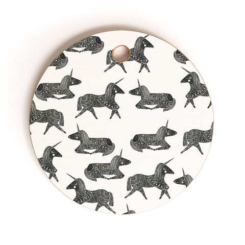 Dash and Ash Sleepy Unicorn Neutral Cutting Board Round