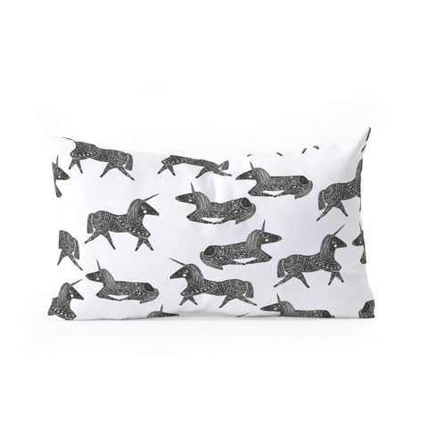 Dash and Ash Sleepy Unicorn Neutral Oblong Throw Pillow