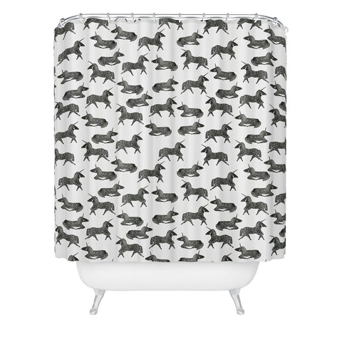 Dash and Ash Sleepy Unicorn Neutral Shower Curtain