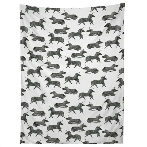 Dash and Ash Sleepy Unicorn Neutral Tapestry