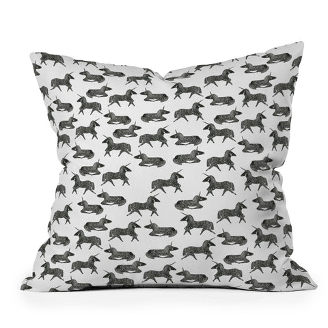 Dash and Ash Sleepy Unicorn Neutral Throw Pillow
