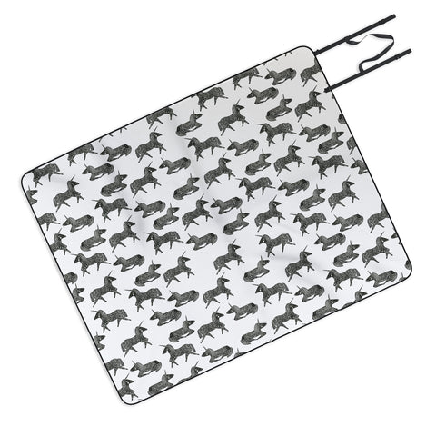 Dash and Ash Sleepy Unicorn Neutral Picnic Blanket