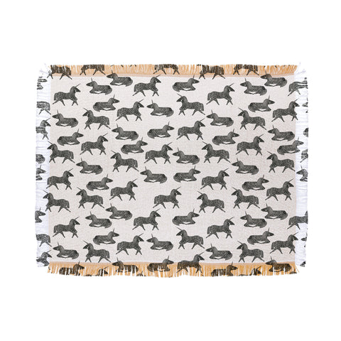 Dash and Ash Sleepy Unicorn Neutral Throw Blanket