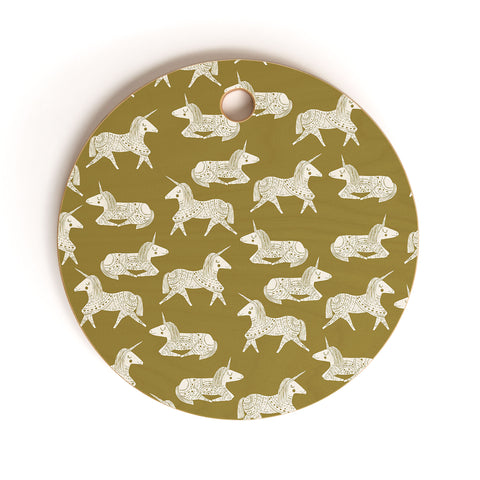 Dash and Ash Sleepy Unicorns Cutting Board Round