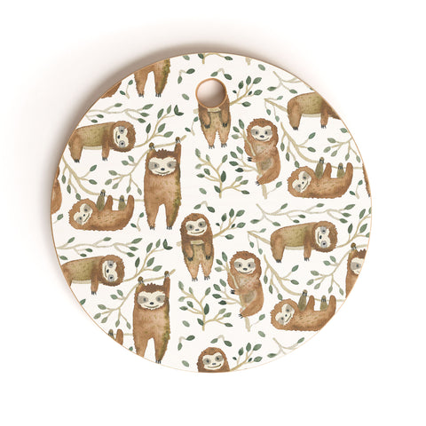 Dash and Ash Sloth buds Cutting Board Round