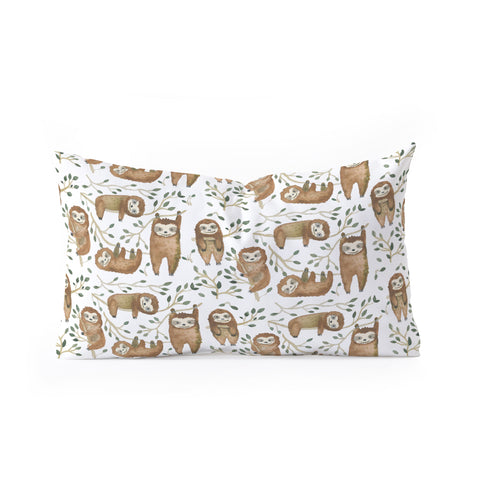 Dash and Ash Sloth buds Oblong Throw Pillow