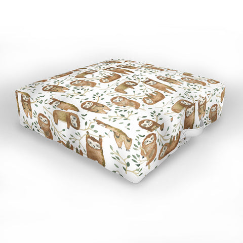 Dash and Ash Sloth buds Outdoor Floor Cushion