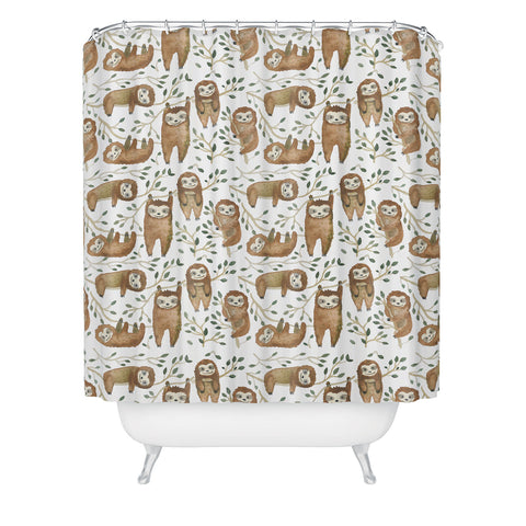 Dash and Ash Sloth buds Shower Curtain
