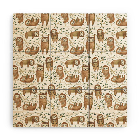 Dash and Ash Sloth buds Wood Wall Mural