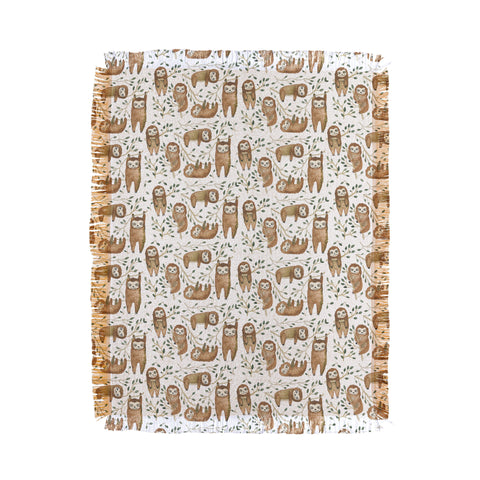 Dash and Ash Sloth buds Throw Blanket