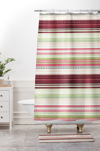 Dash and Ash Southwest Christmas Shower Curtain And Mat