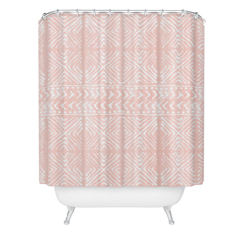 Dash and Ash Stars Above in Coral Shower Curtain