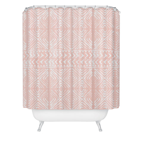 Dash and Ash Stars Above in Coral Shower Curtain