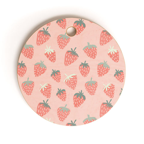 Dash and Ash Strawberry Disco Cutting Board Round