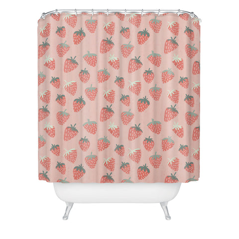 Dash and Ash Strawberry Disco Shower Curtain
