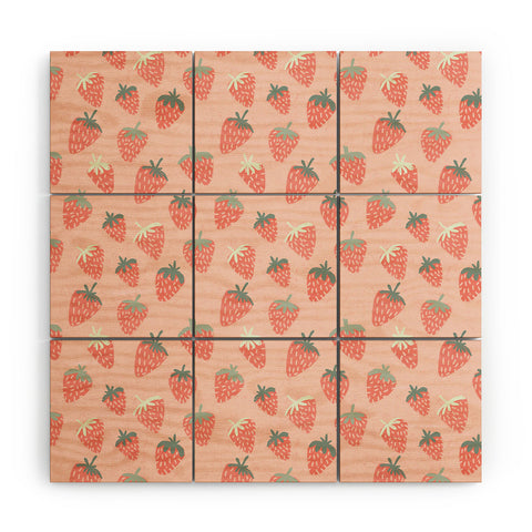 Dash and Ash Strawberry Disco Wood Wall Mural