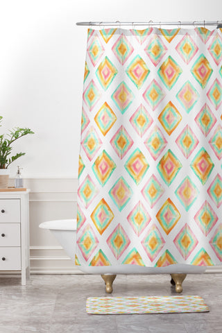 Dash and Ash Summer Diamond Shower Curtain And Mat