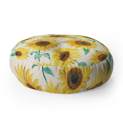 Dash and Ash Sunny Sunflower Floor Pillow Round