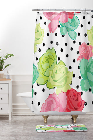 Dash and Ash The Rose Away Shower Curtain And Mat