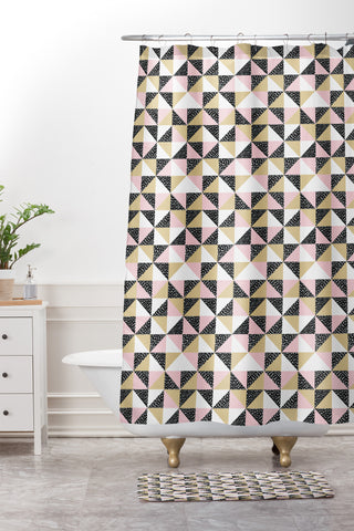 Dash and Ash Triangle Outta Space Shower Curtain And Mat