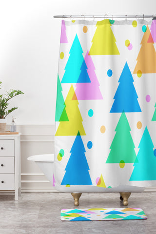 Dash and Ash Very Merry and Bright Shower Curtain And Mat