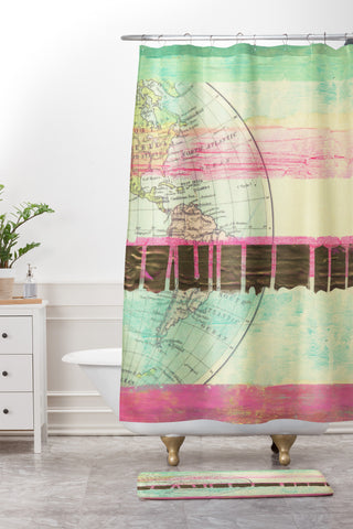 Dash and Ash World Traveler I Shower Curtain And Mat