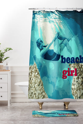 Deb Haugen Beach Girl Red Shower Curtain And Mat