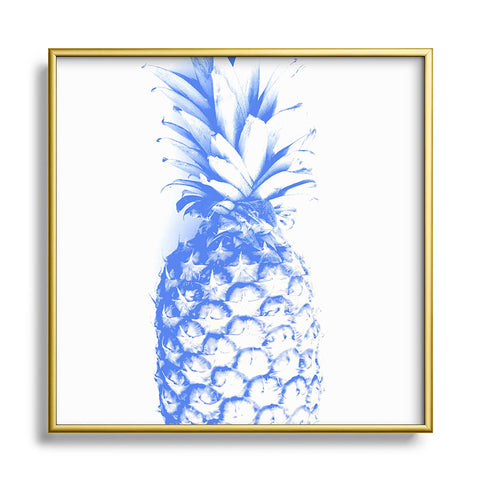 Deb Haugen blu pineapple Square Metal Framed Art Print