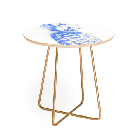 Deb Haugen blu pineapple Round Side Table