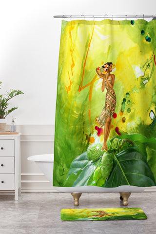 Deb Haugen Fruit Lady Shower Curtain And Mat