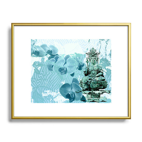 Deb Haugen Garden Corner Turquoise Metal Framed Art Print