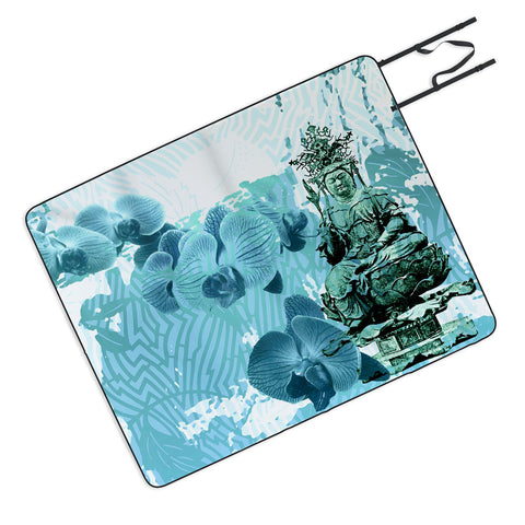 Deb Haugen Garden Corner Turquoise Picnic Blanket