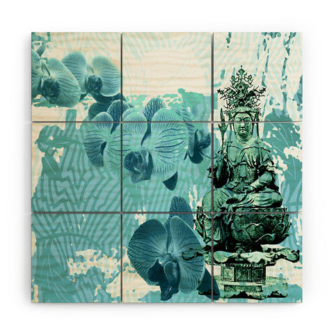 Deb Haugen Garden Corner Turquoise Wood Wall Mural